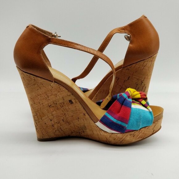 Nine West Womens Multicolor Ankle Strap Wedge Platform Heel Sandals Size 9.5 M - Picture 2 of 8